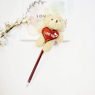 Fuzzy Bear Heart I Love You Pen