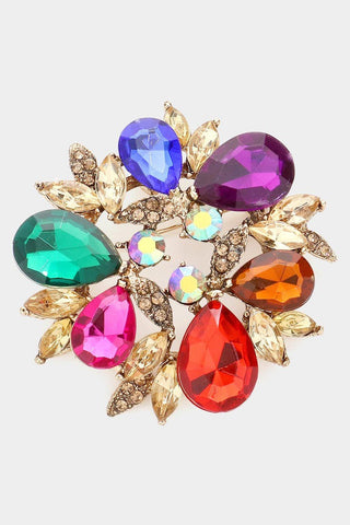 Glass Crystal Teardrop HatPin Brooch - Ya Ya Gurlz