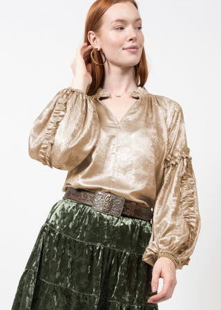 Metallic Popover Ruffled Top - Ya Ya Gurlz