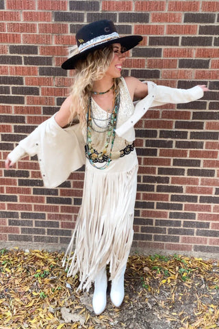 Sienna Fringe Maxi Skirt - Ya Ya Gurlz