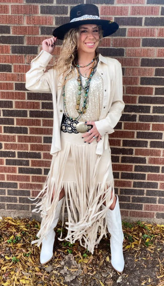 Sienna Fringe Maxi Skirt - Ya Ya Gurlz