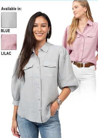 Snap Front Linen Shirt - Ya Ya Gurlz