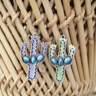 Stone Cactus Earrings - Ya Ya Gurlz