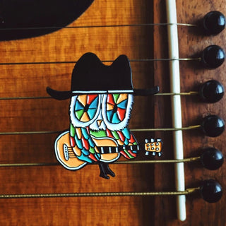 Texas guitar owl Pins 