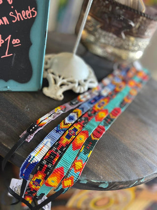 Thin Beaded Leather Tie Hatbands - Ya Ya Gurlz