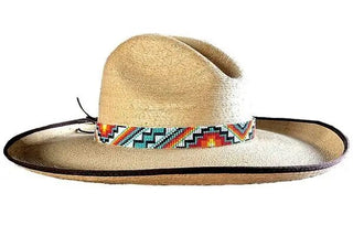 Wide Beaded Leather Tie Hatbands - Ya Ya Gurlz