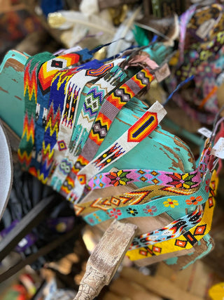 Wide Beaded Leather Tie Hatbands - Ya Ya Gurlz