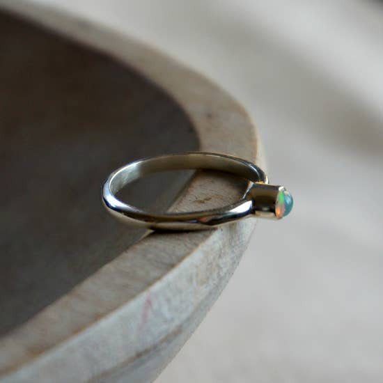 Opal Minimalist Silver Ring - Ya Ya Gurlz