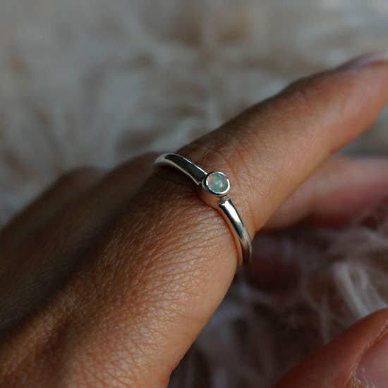 Opal Minimalist Silver Ring - Ya Ya Gurlz