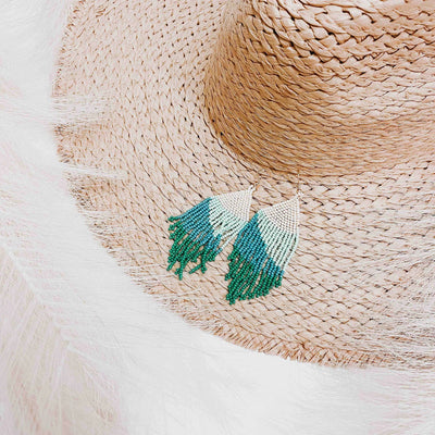 Turquoise Triangle Colorblock Beaded Earrings - Ya Ya Gurlz