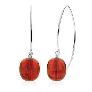 Wishbone Earrings with Glass Oval Drops - Ya Ya Gurlz